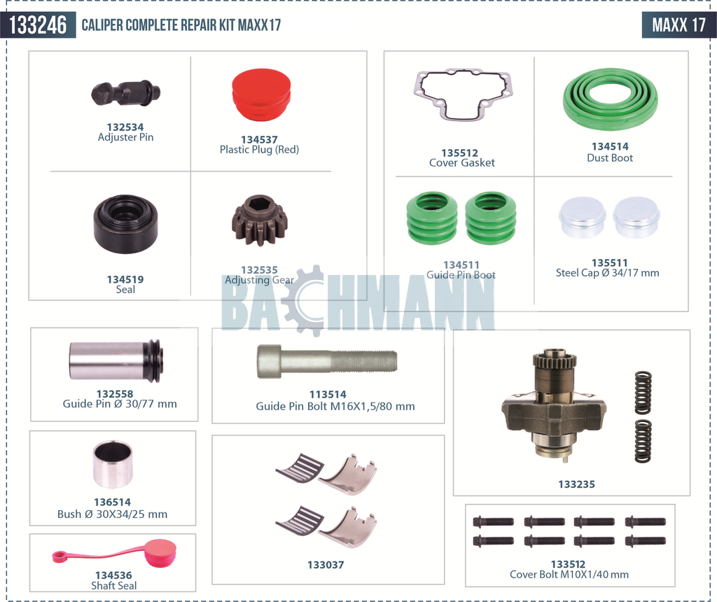 Caliper Complete Repair Kit MAXX17 CWS